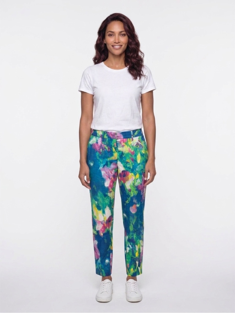 Pink Tartan Bright Abstract Brushstroke Skirt - Blue, Green, Yellow, Pink